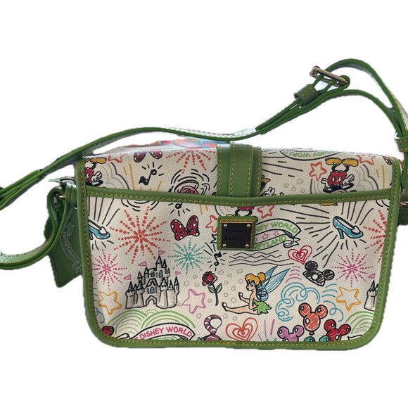 Dooney & Bourke Disney Sketch Tote White Green Trim Gently Used - Picture 2 of 3